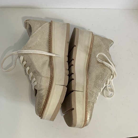Dolce Vita Womens Glitter Gold Leather Casual Platform Sneakers Toyah Size 9 - Picture 6 of 13
